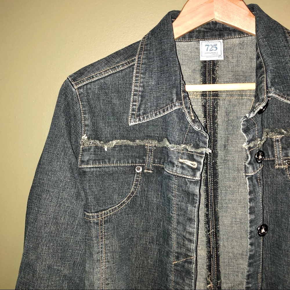 Knee-length denim jacket